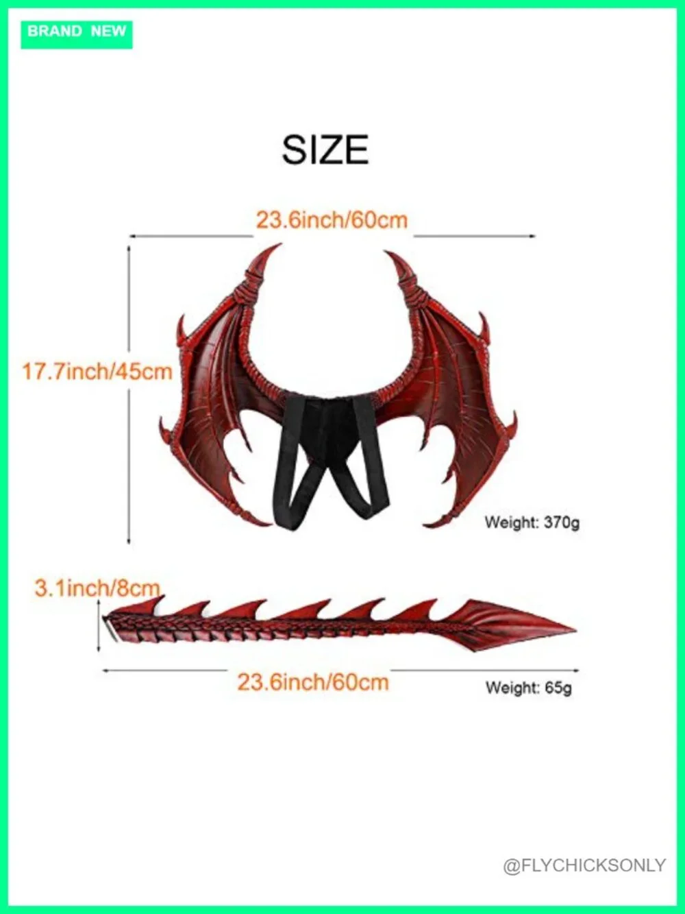 Red Dragon Wings Mask Tail Halloween Devil Costume Set